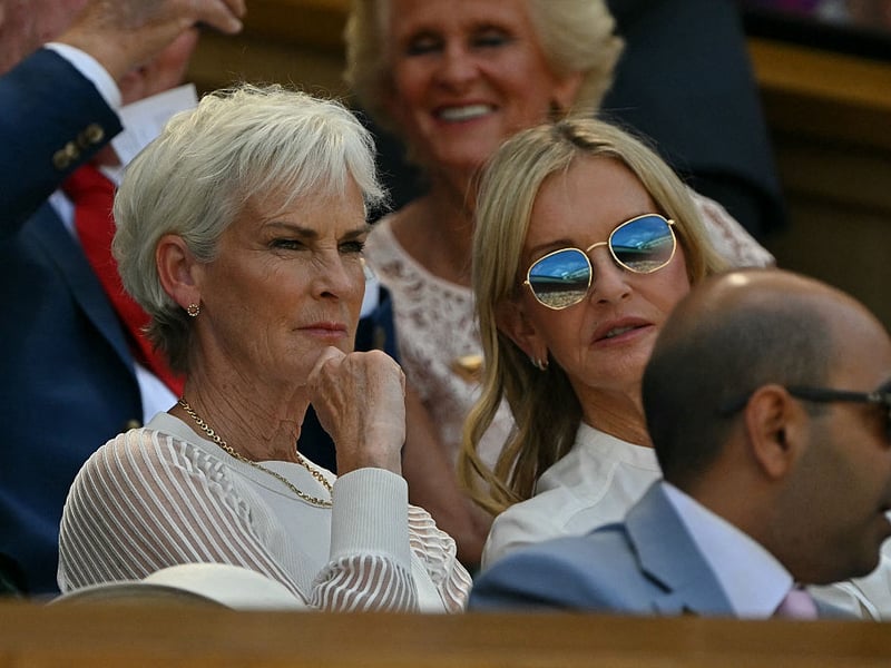 Judy Murray watching the tennis on Centre Court.