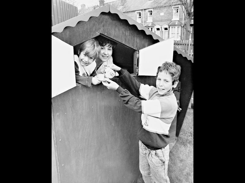 Elmfield Rudolf Steiner School pupils proudly unveil a playhouse they built for the children's ward at Kidderminster General Hospital in 1989. Mandy Jones is pictured with John Taylor and Melvin Bourne beside the finished project, a lovely example of schoolchildren doing something special for other youngsters. Do you remember school projects that brought the community together?