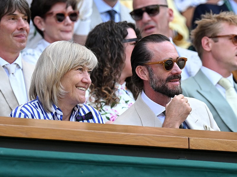 'Dear England actor Joseph Fiennes enjoying a day of tennis.