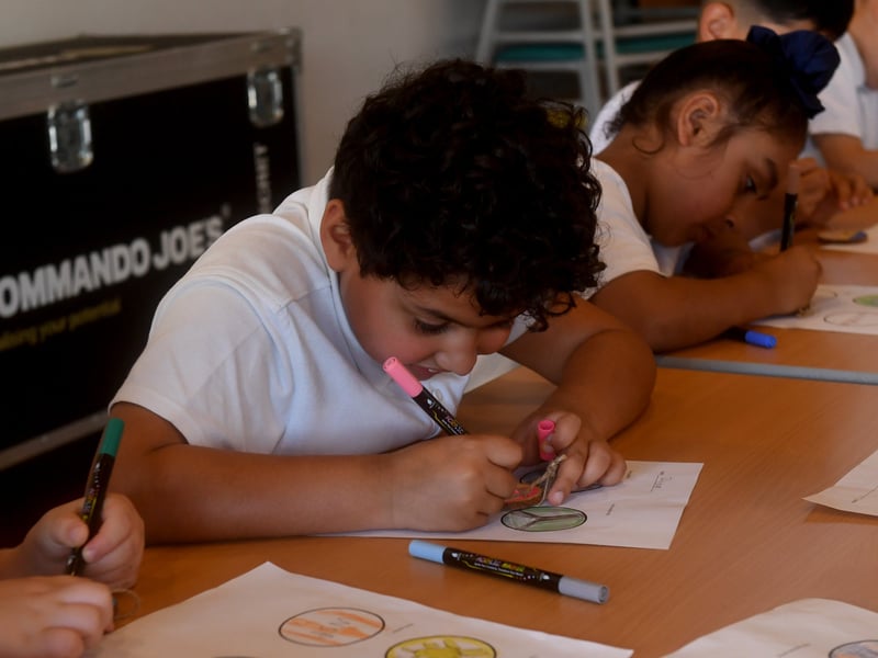 The children painted the pebbles and discs with  Leeds 400-inspired designs, artwork and messages