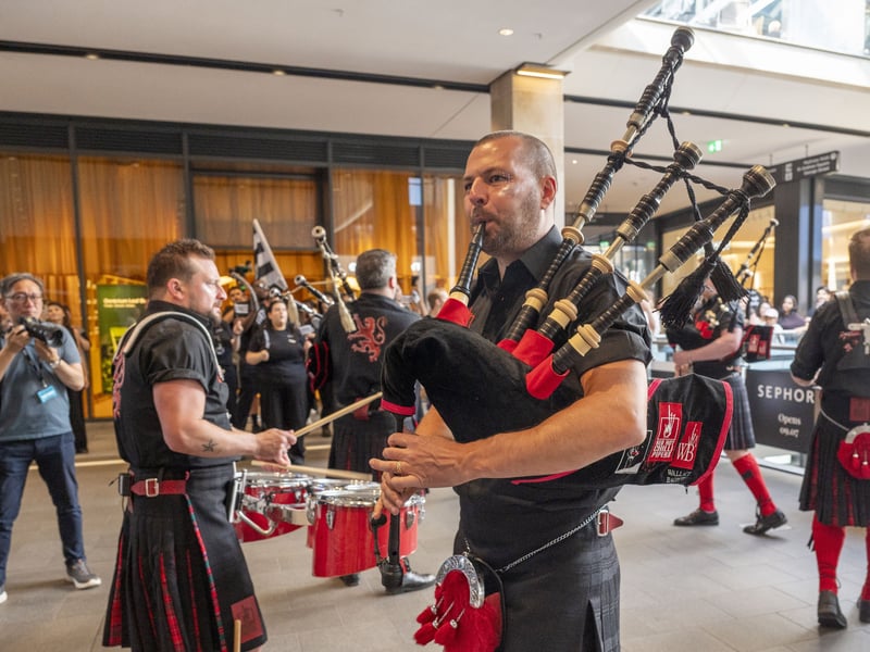 Pipers gave the opening a particularly Scottish flavour.