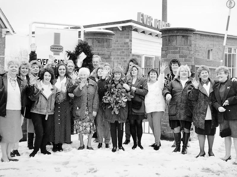 Snow on the ground and the end of an era at Ever Ready in Dawley, where the final shift walked out of the Hinkshay Road factory in February 1994. For many local families, the factory had been an important part of working life. Do you remember this day?