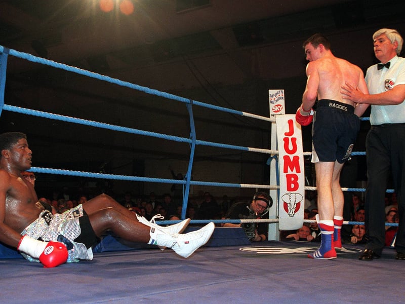 The roar of the crowd, the big fight atmosphere and a hometown hero making history. Richie Woodhall knocks down Sugar Boy Malinga at Telford Ice Rink in March 1998, on the night he became WBC Super-middleweight champion. Do you remember where you were when he won?
