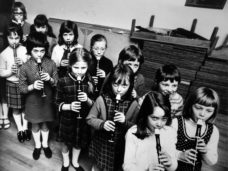 The recorder class at Carleton Primary School, Pontefract, in March 1974