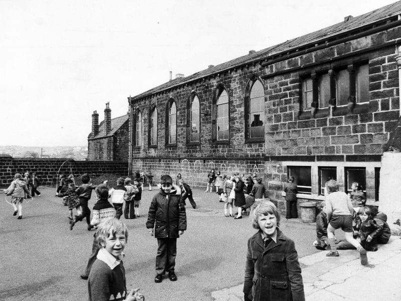 Pupils at St Stephen's Church of England Primary School, on Morris Lane, Kirkstall, Leeds, in May 1979