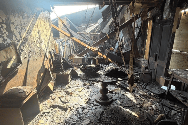 Inside the destroyed Recess shop after the fire