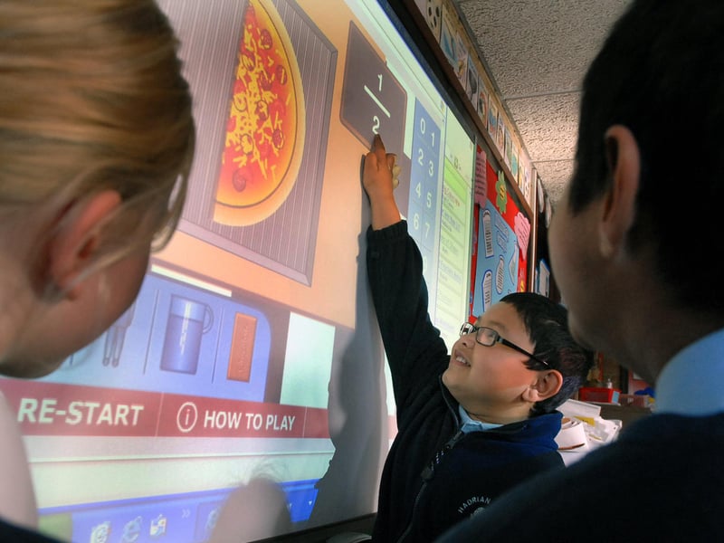 Display screens helped pupils with their lessons during this class session at Hadrian Primary in 2009.