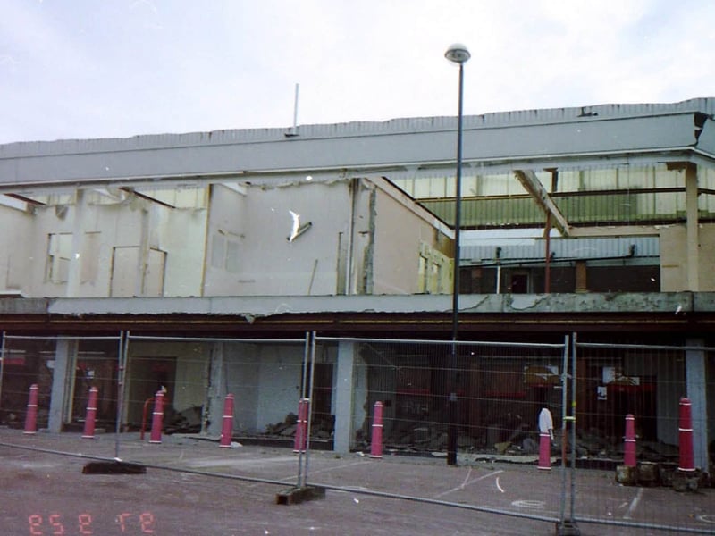 The shell of the once majestic stadium stands bare as the demolition team prepared to bulldoze.