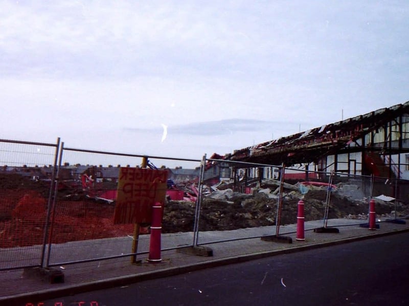 Rubble stands where the Roker Park structures once dominated the skyline in Sunderland.