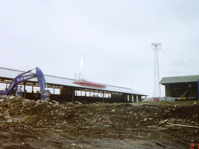The scene where many of the footballing greats once graced the pitch, seen here as a demolition site.