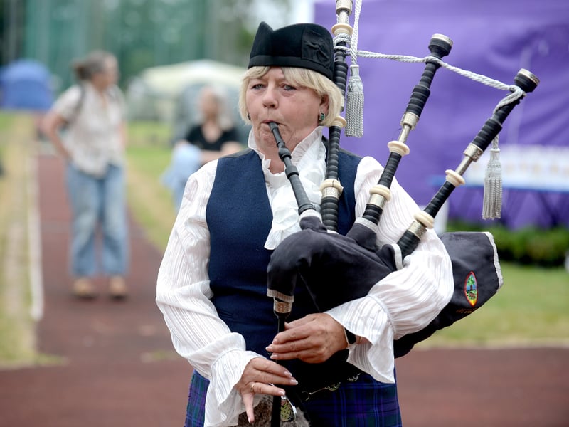 A bagpiper played at the final event