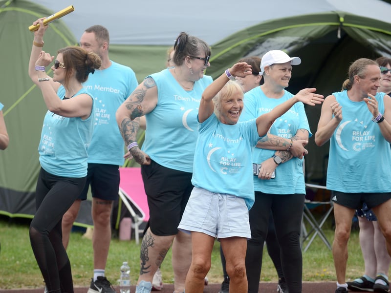 Participants warming up for the final event