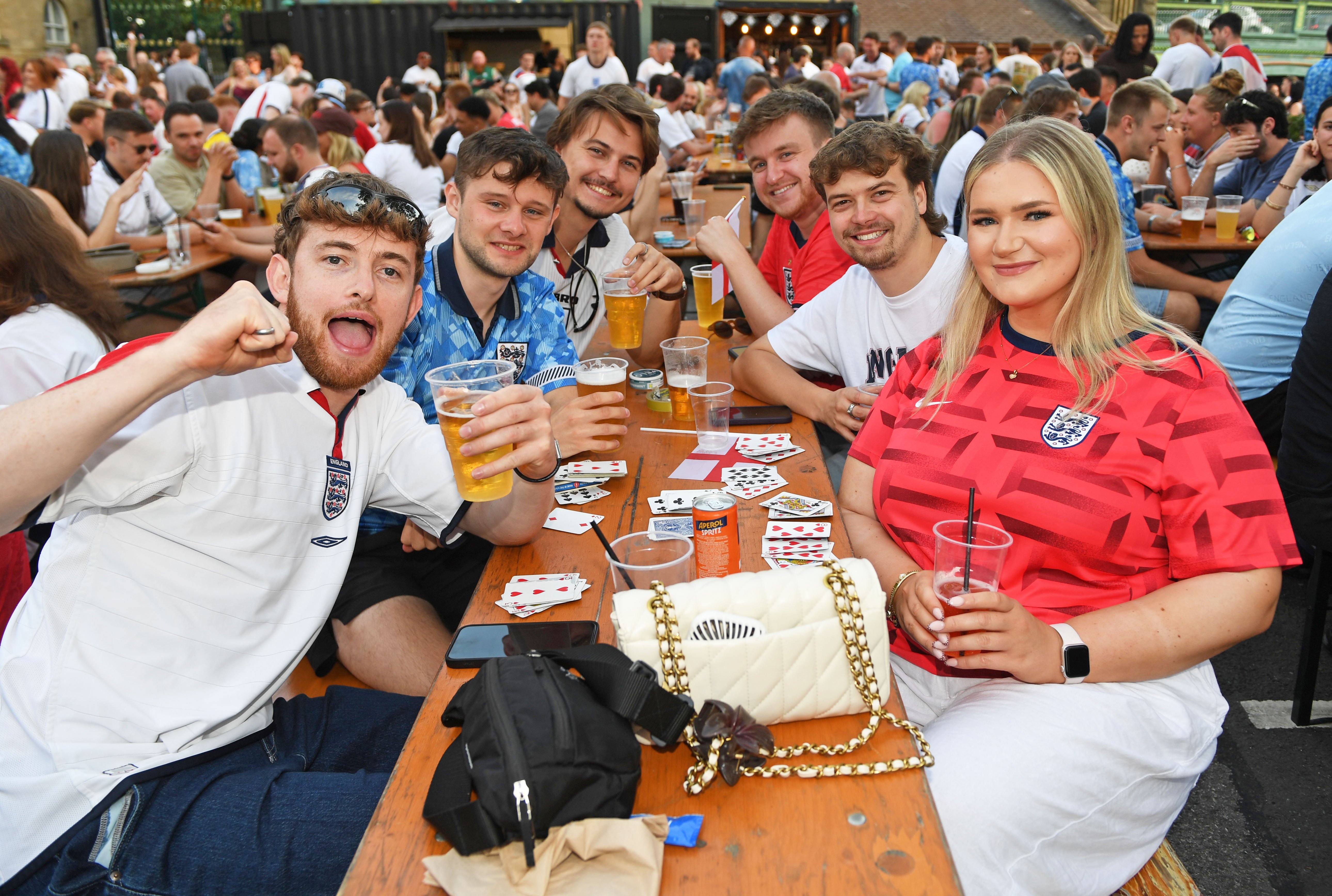 Fans were in fine spirits ahead of kick-off, as England took on Norway in a tough World Cup quarter-final