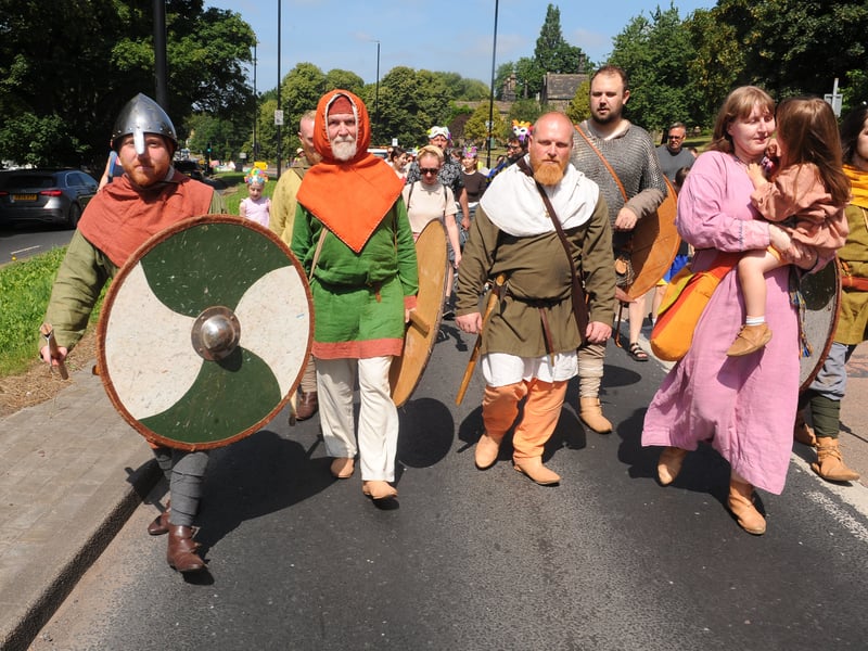 The Ormsheim Vikings  re-enactment group based in Leeds  taking part in the parade