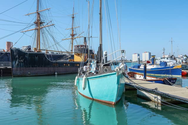 The lively Lady is docked in Portsmouth Historic Dockyard.
