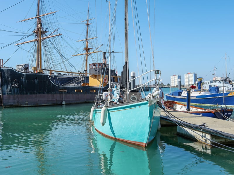 The lively Lady is docked in Portsmouth Historic Dockyard.