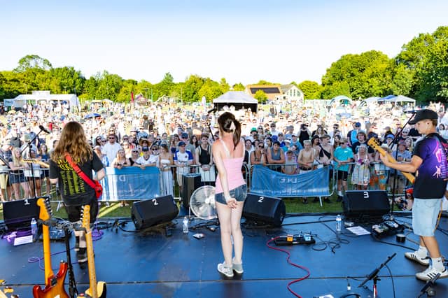Into Pieces on the stage of Lincfest on Saturday, July 11.