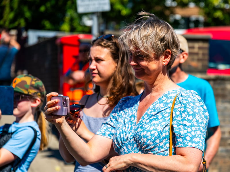  Yvette Cooper, Labour MP for Pontefract, Castleford and Knottingley, and Foreign Secretary taking photographs of the Liquorice Parade as it travels through the town.