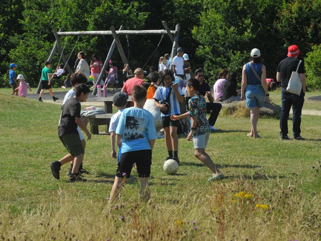 Youngsters having fun in the park at Moortown Festival. 