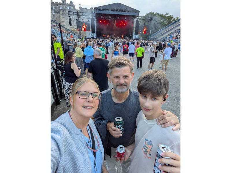 Susan Harris and her family were eagerly awaiting Callum's arrival on stage by enjoying a few drinks while support act Reverend & The Makers performed for the crowd.