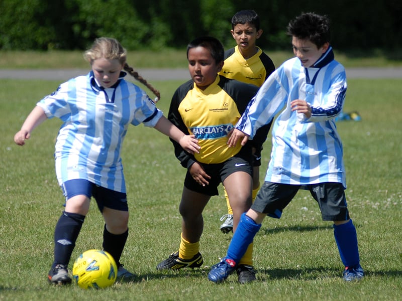 Midfield action as the team representing Argentina get their moment on the pitch.
