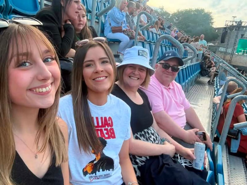Julie Goodall and her family enjoyed the show from the stands and were decked out in Callum Beattie merchandise