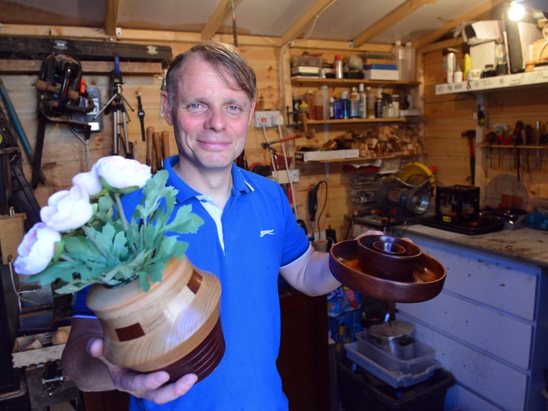 Colin Laughton, from Whitburn, was one of 80 woodturners in a unique charity initiative where their handmade goods sold on the internet.
The craftsman produced a range of wooden items such as bowls, jars and vases on a lathe.