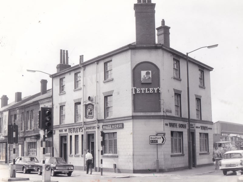 The White Horse pub at the junction of Wellington Road and Armley Road, pictured in 1969. It was demolished to make way for the Leeds Inner Ring Road scheme.