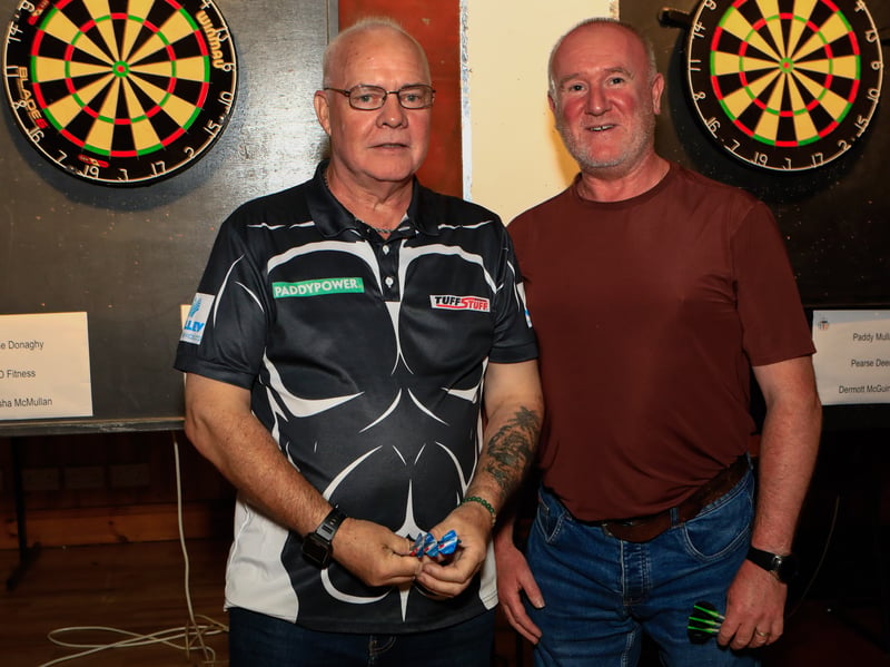 Darts contestants Colin Miskelly and Michael McCloskey. 