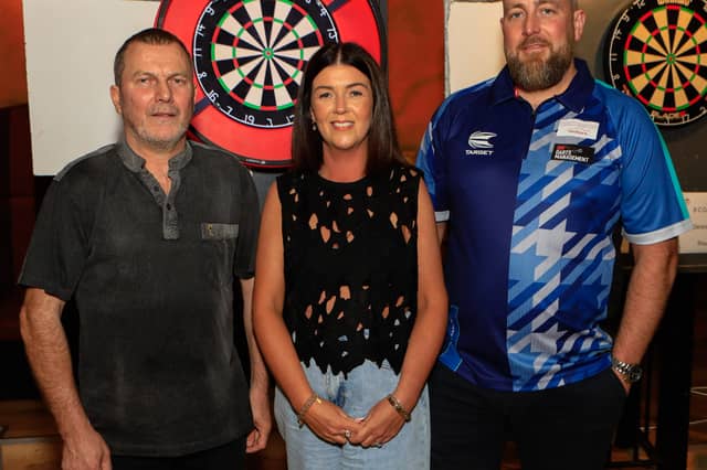 Darts Competition, in Aid of Hope Camp event organisers, Brian Harkin, Michaela Carlin and Gavin Carlin held in Peoples' Bar, Claudy.