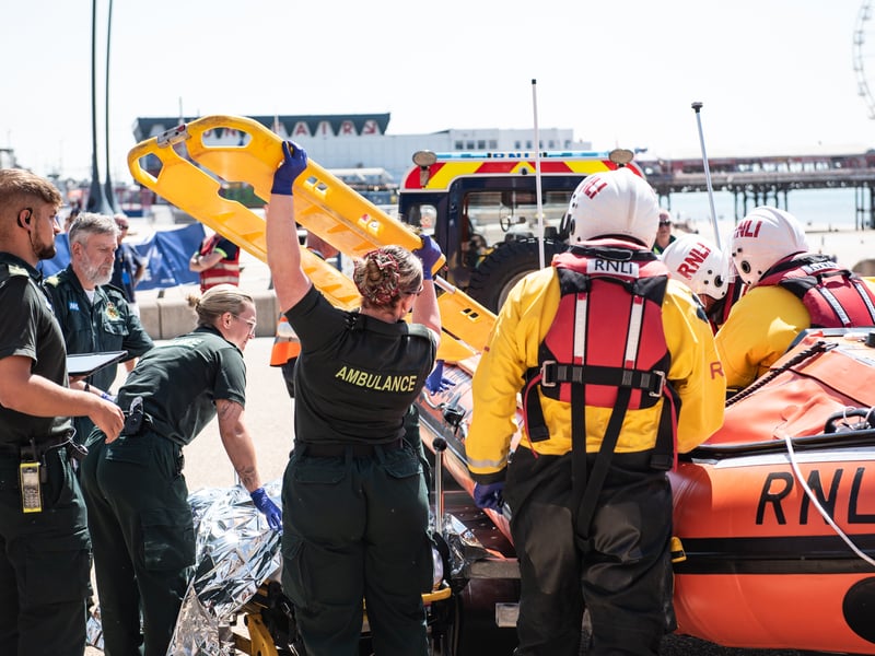 The RNLI and North West Ambulance Service took part in a joint training exercise in Blackpool. Photo: Lucinda Herbert