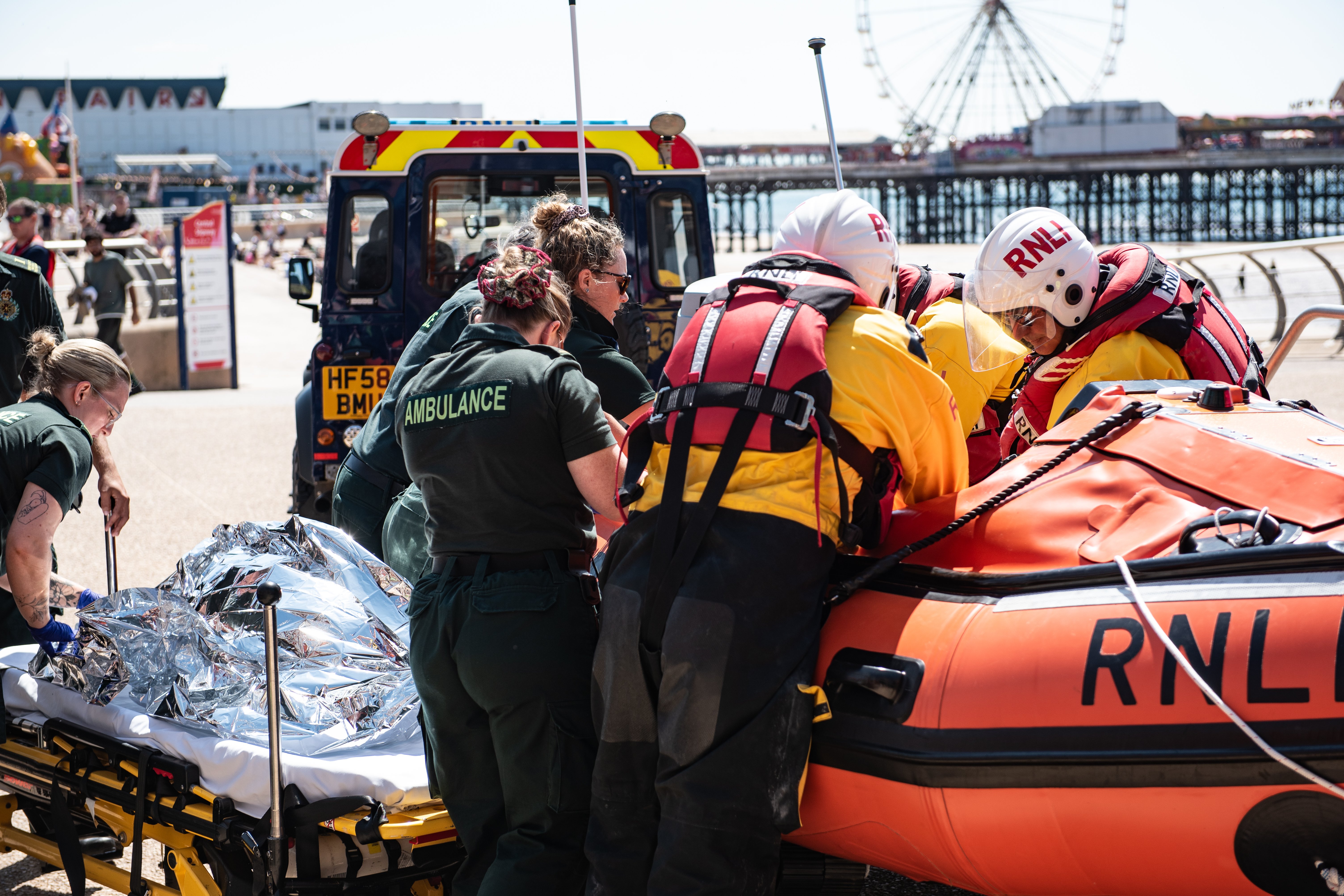 The RNLI and North West Ambulance Service took part in a joint training exercise in Blackpool. Photo: Lucinda Herbert
