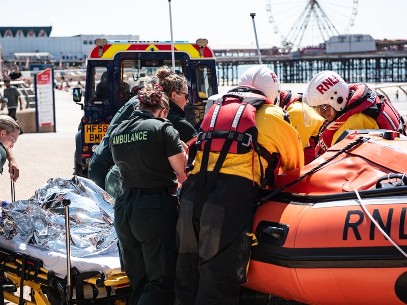 The RNLI and North West Ambulance Service took part in a joint training exercise in Blackpool. Photo: Lucinda Herbert
