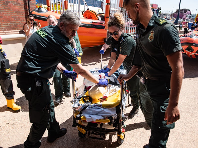 The RNLI and North West Ambulance Service took part in a joint training exercise in Blackpool. Photo: Lucinda Herbert