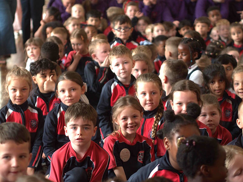 Presentation Primary School pupils at the staff retirement ceremony