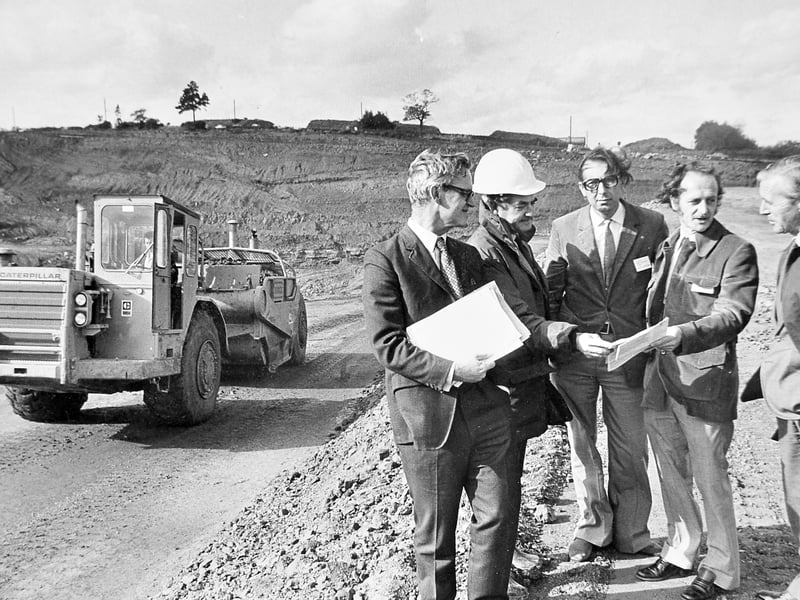 From mining to a new town. This 1975 photograph captures a tour of the open cast workings at Clares Lane, Overdale, as land was reclaimed for Telford's future. Pictured are John Tomlinson, Bert Lang, Mervyn Whitcut, Bill Thomas and Alan Williams. Do you remember this changing landscape?