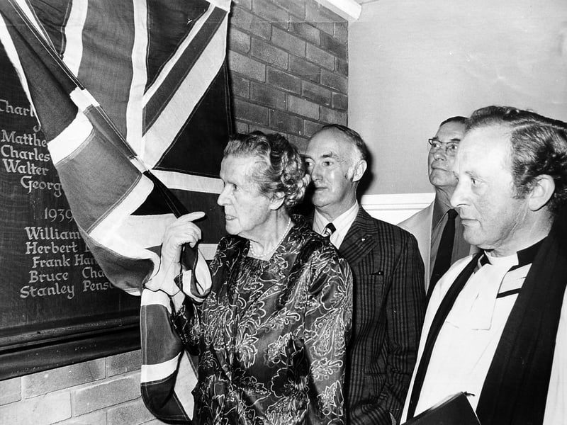 A proud moment for Alveley in 1975 as Miss M Marsh unveiled the restored memorial plaque at the Village Hall. Joining her were Joe Windsor, chairman of the hall committee, Mervyn Morton, president of the ex-servicemen's club, and the Rev William Massey. Do you remember this special day or recognise anyone pictured?