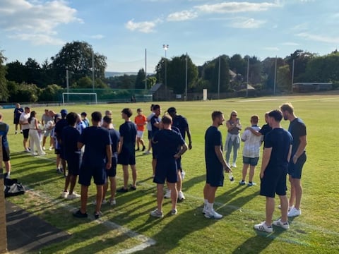 Wednesday players gathered pitchside ready for selfies with fans.