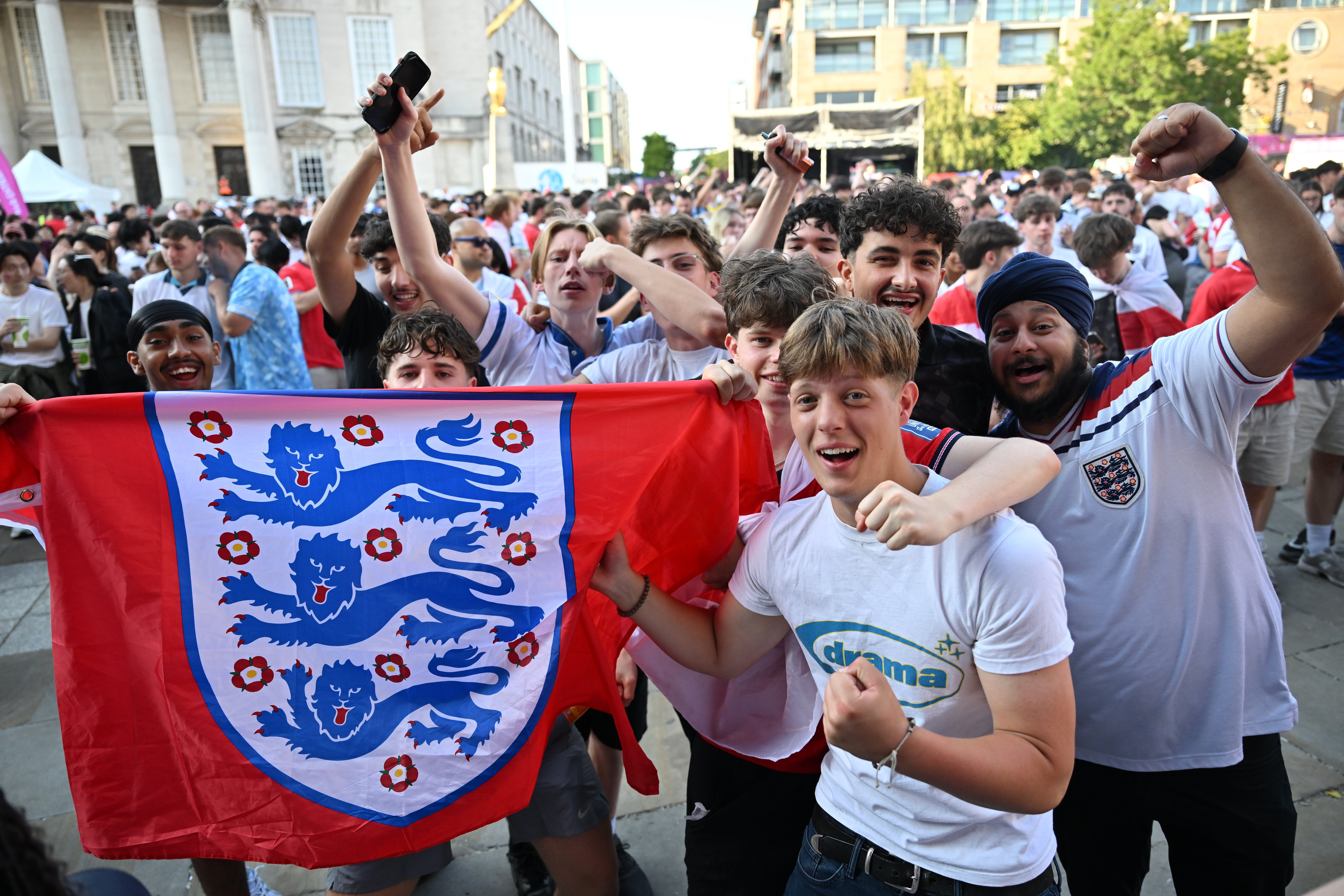 England fans in Millennium Square during the screening of England v Argentina World Cup semi final.