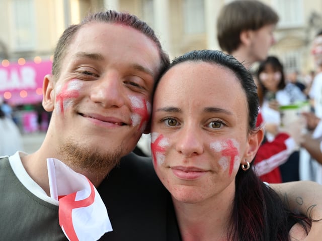 England fans in Millennium Square during the screening of England v Argentina World Cup semi final.