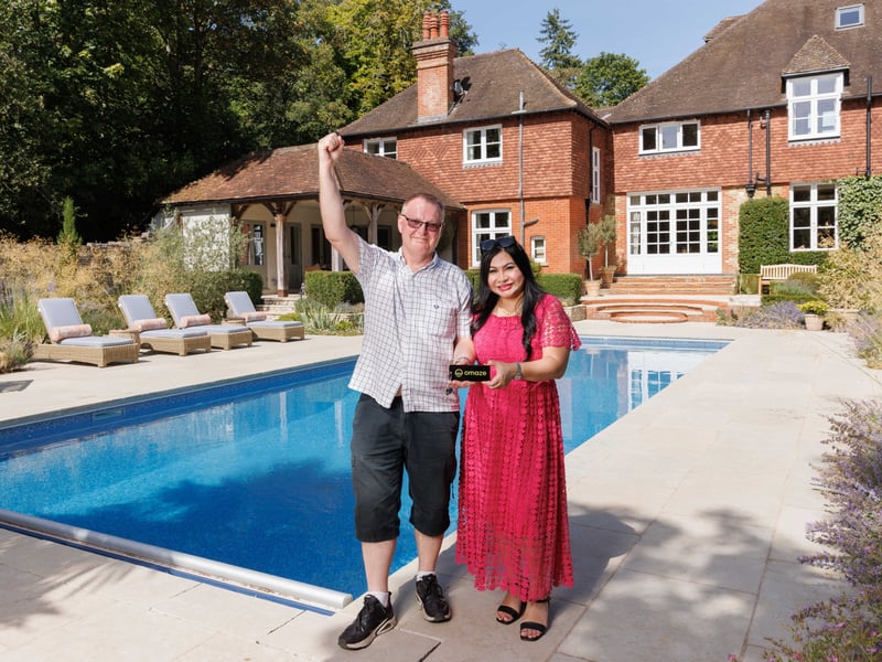 Omaze winners Janny & David Roper at their £4m Surrey home.