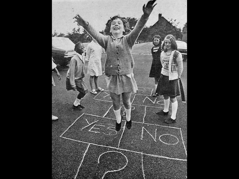 A playground game with a political twist - Ercall Junior School pupils in Wellington create their own version of hopscotch during the 1975 Common Market referendum. Eleven-year-old Elizabeth Wood and her friends were growing up at a time when a simple ‘Yes’ or ‘No’ vote would shape the country’s future. Do you remember the referendum being discussed at home or school?