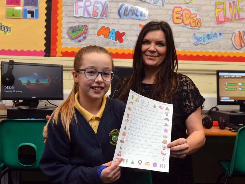 Hedworth Lane Primary School pupil Isabella Mowatt won an IT literacy package for the school thanks to her excellent poem.
Here she is with her teacher Michelle Watson in 2022.