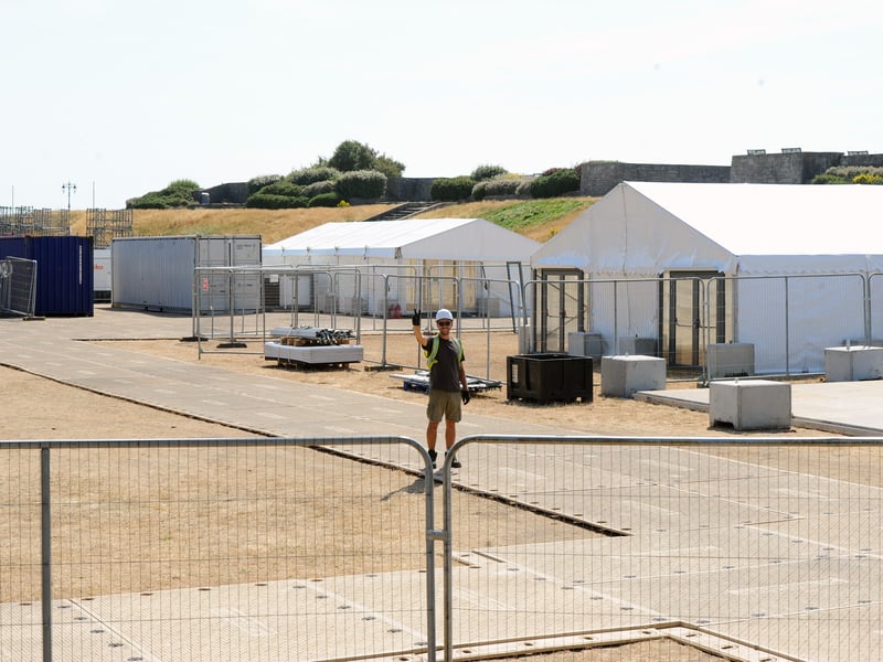 The exhibition area begins to take shape Picture: Sarah Standing (160726-6556)