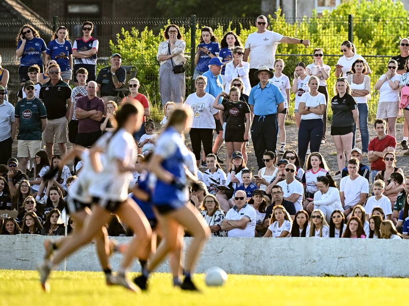 Spectators during the 2026 AirNav Ireland All-Ireland U-16 A Championship final match between Cavan and Kildare at Páirc Chiarain in Westmeath. Photo by Seb Daly/Sportsfile 