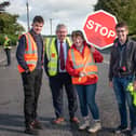 L-R Gavin Treacy, Cllr Michael Maher, Jackie Flannery and Shane Dolphin on one of their many days of action at Kilmeen Cross.