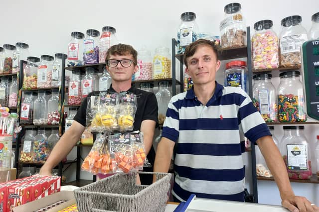 Ethan and Aaron of ET Sweets. The new sweet shop that has opened in Park Parade, Leigh Park
