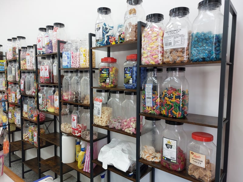 The shop stocks a wide range of sweets.