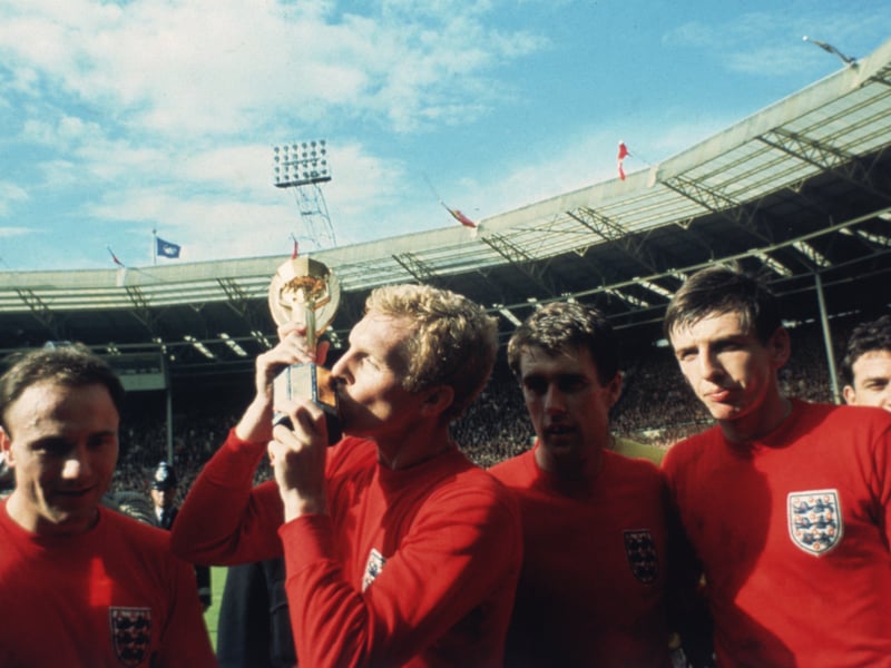 The Three Lions famously 'brought it home' in 1966 with a 4-2 extra-time win over West Germany at Wembley, but have felt six decades of pain since. Then known as the Jules Rimet trophy, a Geoff Hurst hat-trick sealed the win against England's rivals in front of over 96,000 spectators.