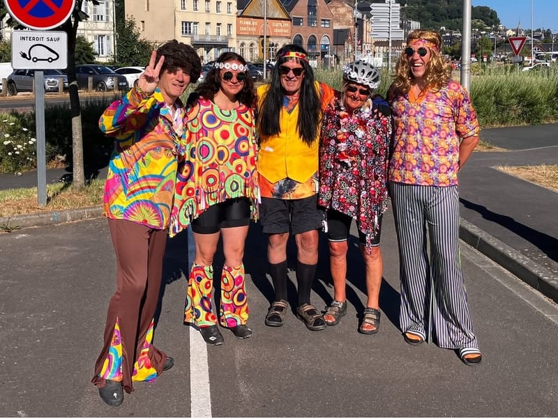 Fancy dress on the last day of the Paris to Hayling Cycle Ride